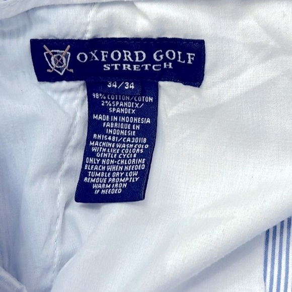 Men’s Blue & White Pin Striped Oxford Golf Stretch Cotton & Spandex Golf Pants - Picture 8 of 8